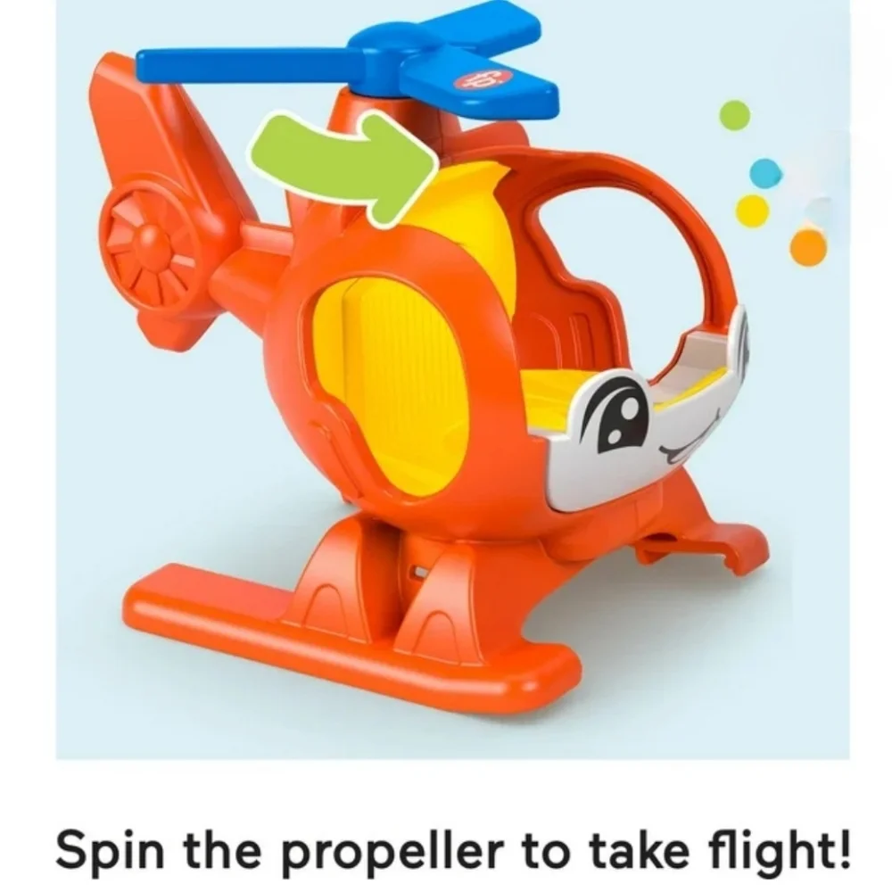 Fisher-Price Little People Helicopter Toy & Pilot Push Figure‎ Set Toddlers Kids